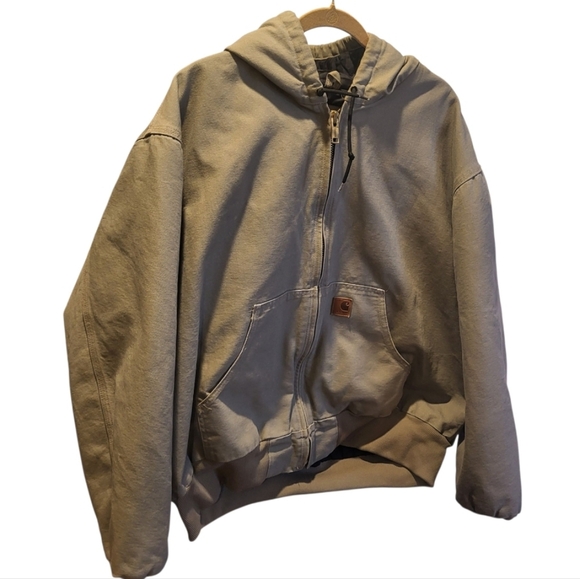 Carhartt Other - Carhartt Mens Full Zip Brown Workwear Canvas Hooded Utility Jacket Size 2XL